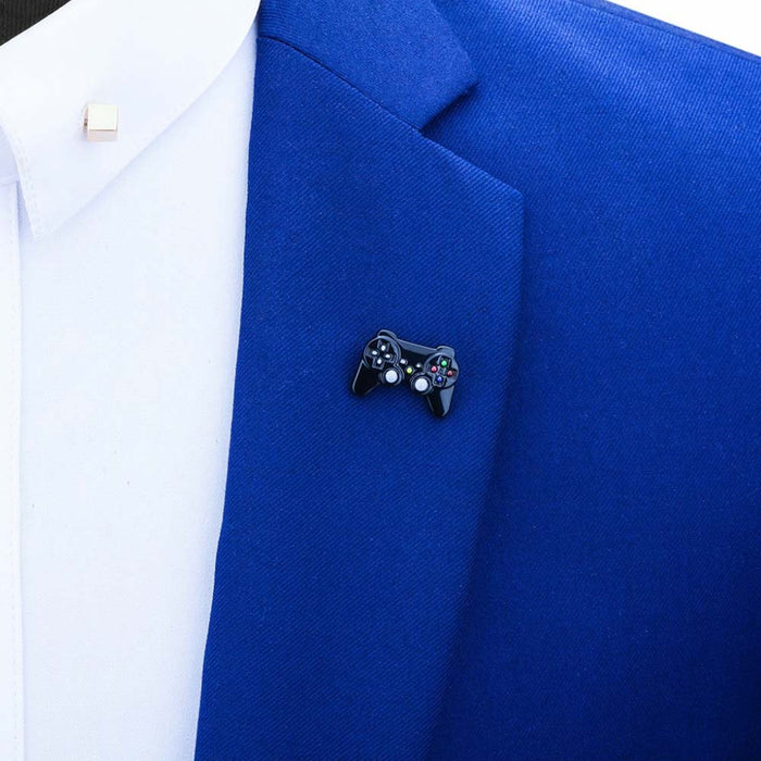 Gamepad Brooch Gaming Game Controller Black On Suit