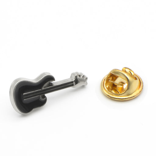 Electric Guitar Brooch For Men Black and Silver