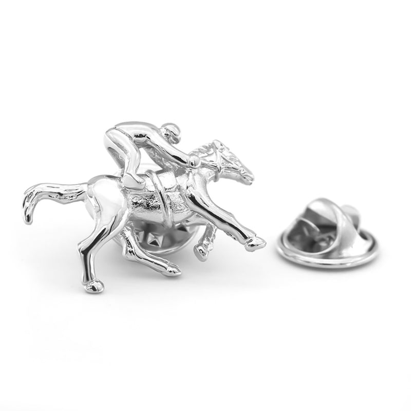 Horse Brooch Silver Jockey Riding Pin For Men