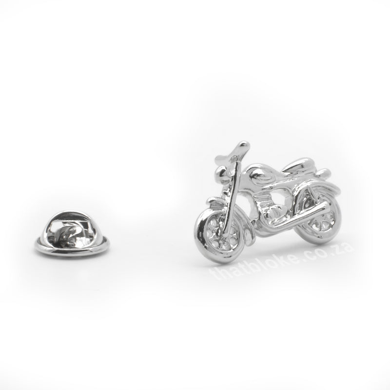 Classic Motorcycle Brooch For Men Silver Front