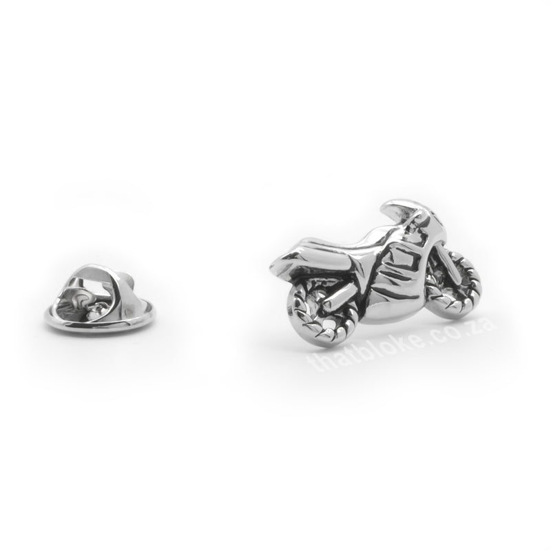 Racing Bike Motorcycle Brooch For Men Silver Front