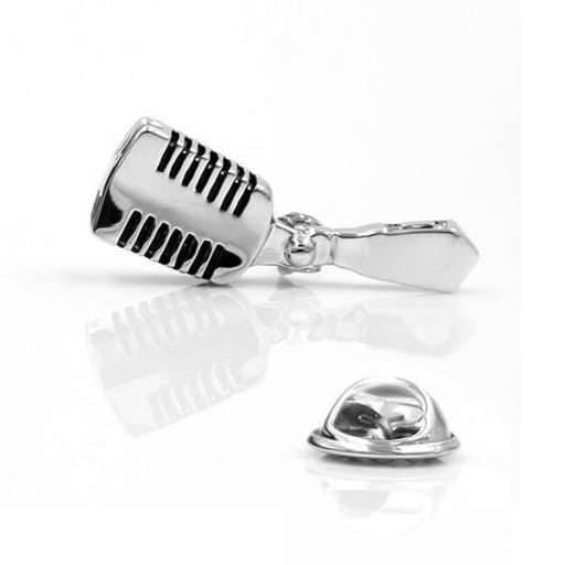 Music Microphone Brooch For Men Silver and Black
