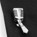 Music Microphone Brooch For Men Silver and Black on Jacket