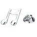 Music Note Brooch For Men Silver Front