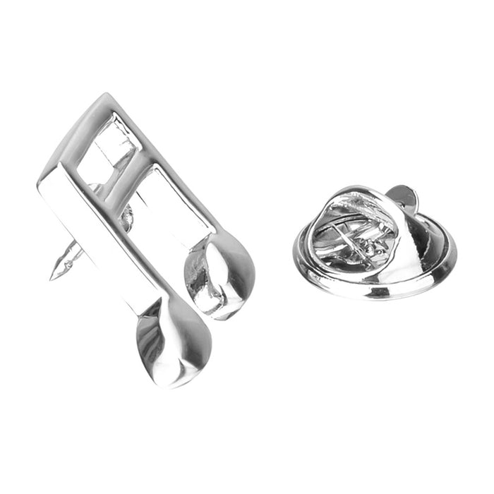 Music Note Brooch For Men Silver Side