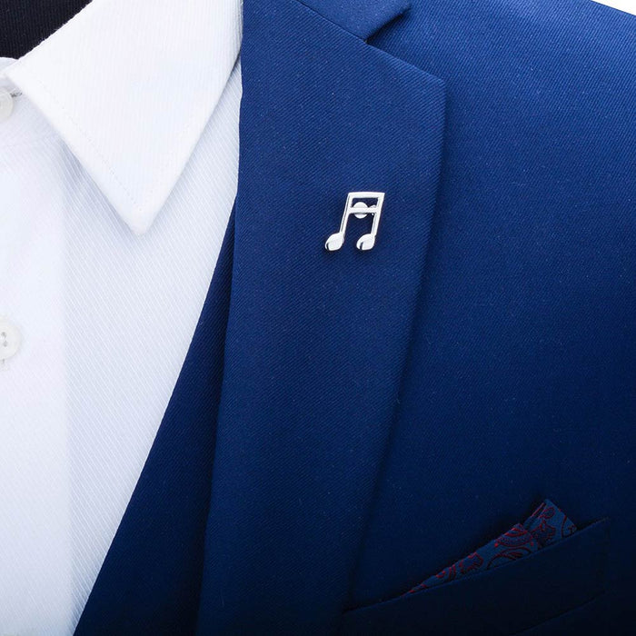 Music Note Brooch For Men Silver On Suit Jacket