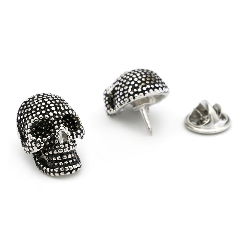 Men's Skull Brooch Nail Dot Pattern Silver Image Front