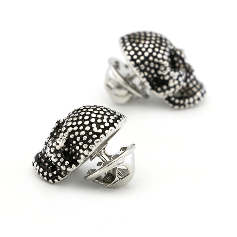 Men's Skull Brooch Nail Dot Pattern Silver Image Pair Side