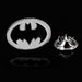 Batman Brooch Pin Emblem Oval Silver and Black Background