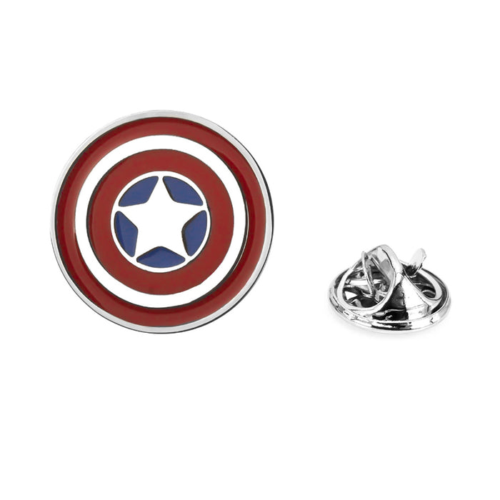 Superhero Captain America Brooch Pin Silver Red Blue