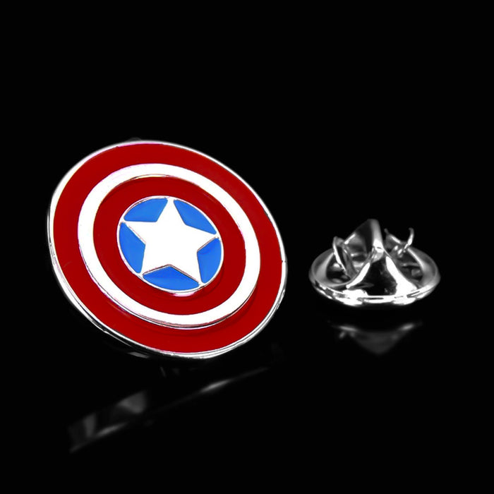 Superhero Captain America Brooch Pin Silver On Background