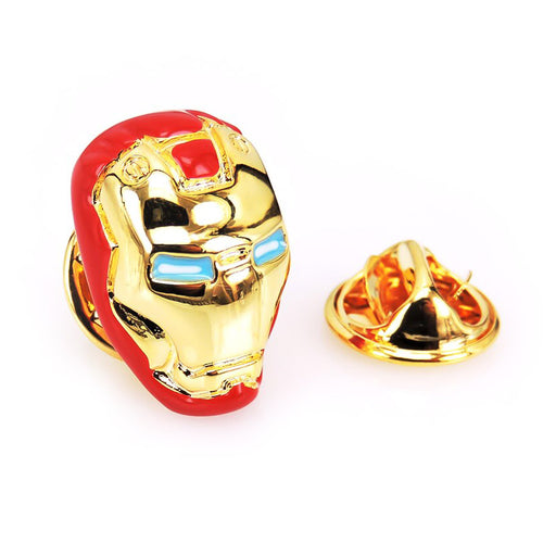 Iron Man Brooch Pin Gold and Red Side View