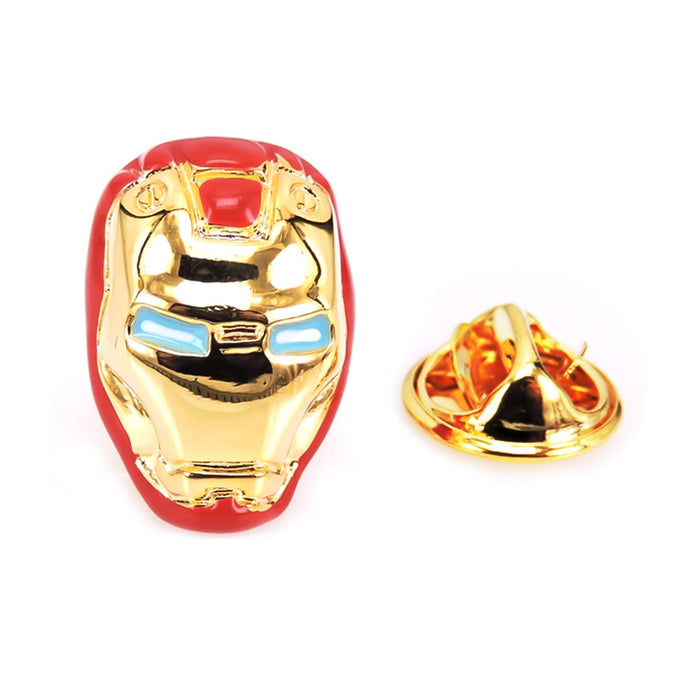 Iron Man Brooch Pin Gold and Red Front View