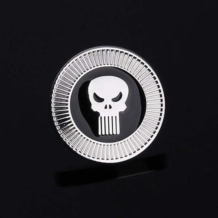 Superhero The Punisher Brooch Pin Silver and Black Background