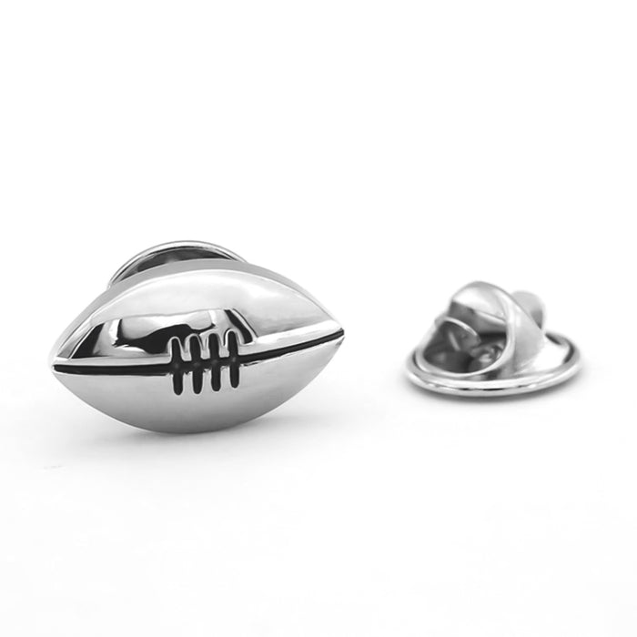 Rugby Ball Brooch Pin For Men Silver Sport