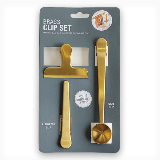 3-Piece Brass Coffee Clip Set Packaging Men's Gift