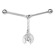 Silver Horse Hoof Collar Bar and Chain Ball Caps