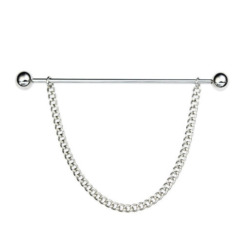 Round Ball Collar Bar Single Chain Silver