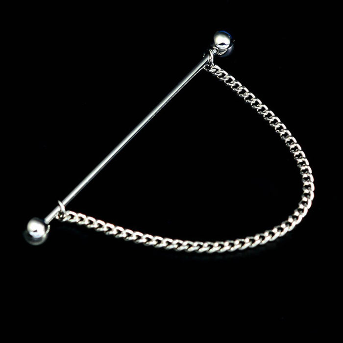 Round Ball Collar Bar Single Chain Silver Background