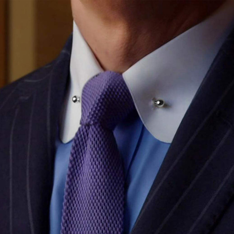 Collar Bar Pin - Round Ball (Silver)