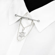 Steering Wheel Ship Helm Collar Bar Pin Silver On Shirt