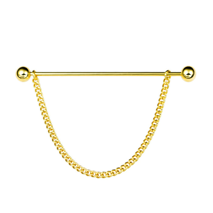 Round Ball Collar Bar Single Chain Gold Front Image