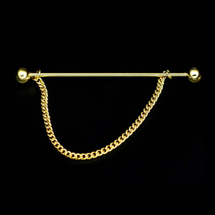Round Ball Collar Bar Single Chain Gold Background
