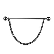 Round Ball Collar Bar Single Chain Gunmetal Black Front Image