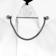 Round Ball Collar Bar Single Chain Gunmetal Black On Shirt