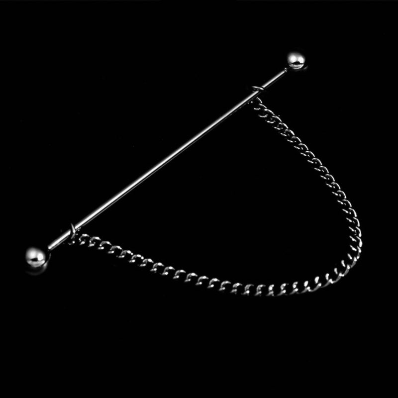 Round Ball Collar Bar Single Chain Gunmetal Black Background
