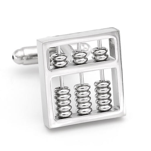 Abacus Cufflinks Counting Frame Mathematical Tool Silver Image Front