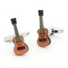 Acoustic Guitar Cufflinks Silver and Light Brown Pair