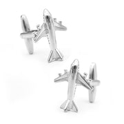 Airplane Cufflinks Boeing Jet Silver Top Pair