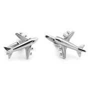 Airplane Cufflinks Boeing Jet Silver Side Pair