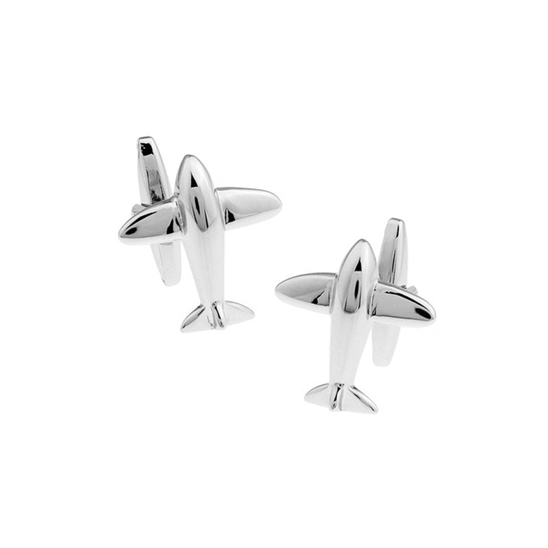 Aeroplane Cufflinks Silver Image Pair