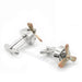 Spinning Airplane Propeller Cufflinks Silver and Vintage Copper Pair