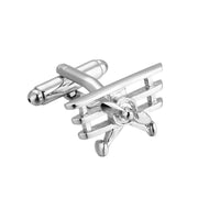 Airplane Cufflinks Triplane Silver Image Side View