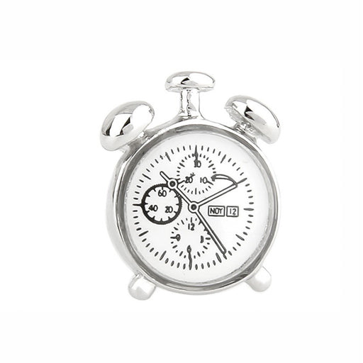 Classic Alarm Clock Cufflinks Silver Front