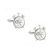 Classic Alarm Clock Cufflinks Silver Pair