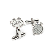 Classic Alarm Clock Cufflinks Silver Pair Top