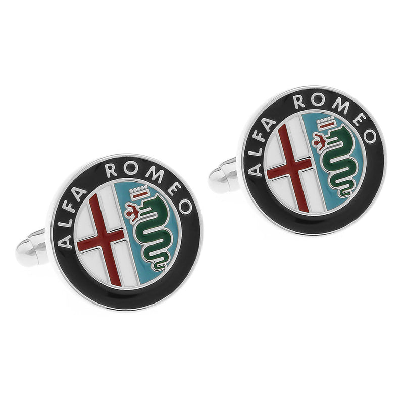 Alfa Romeo Cufflinks Car Logo Silver Image Pair