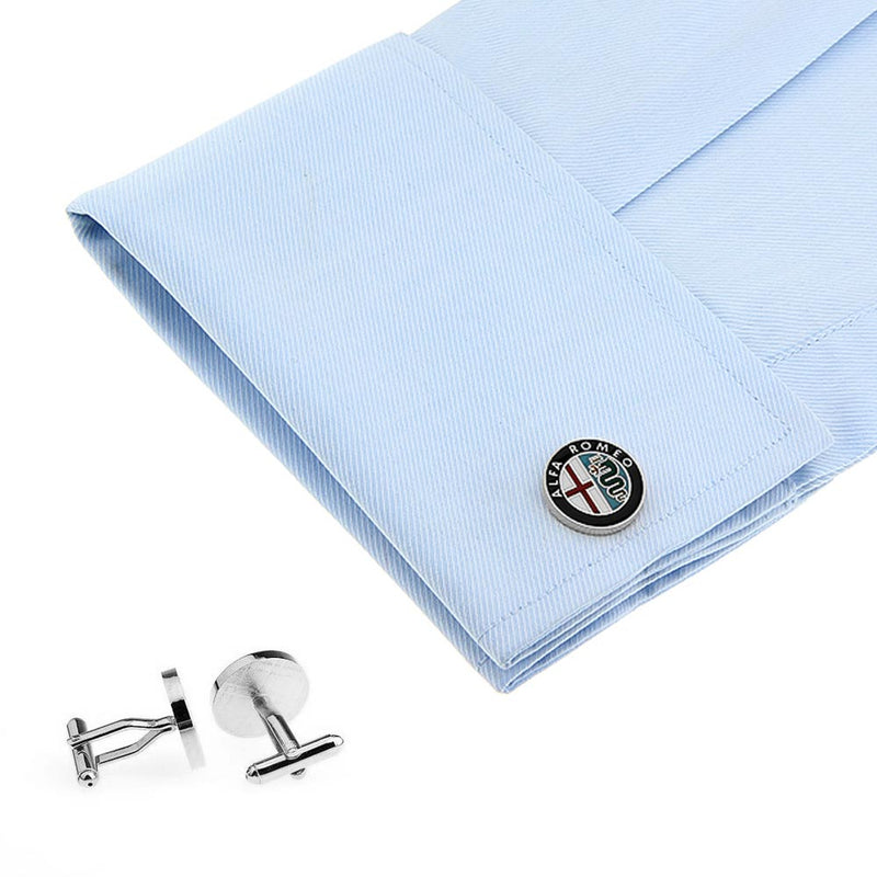 Alfa Romeo Cufflinks Car Logo Silver Image On Shirt