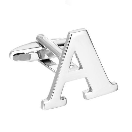 Silver Initial Cufflinks Letter A of the Alphabet Front