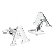 Silver Initial Cufflinks Letter A of the Alphabet Pair