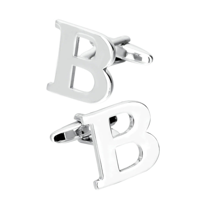 Silver Initial Cufflinks Letter b of the Alphabet Pair