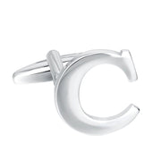 Silver Initial Cufflinks Letter C of the Alphabet Front
