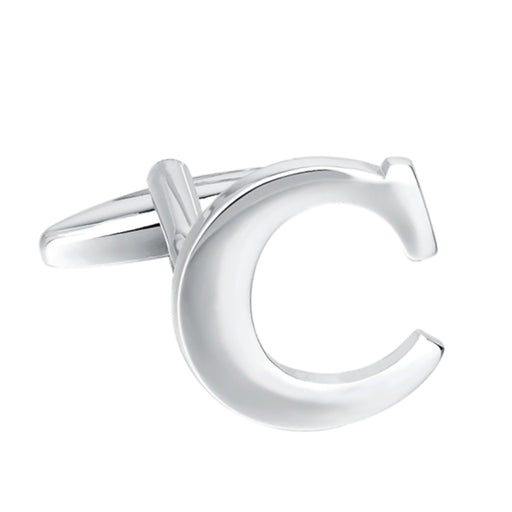 Silver Initial Cufflinks Letter C of the Alphabet Front