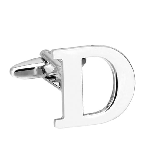 Silver Initial Cufflinks Letter D of the Alphabet Front