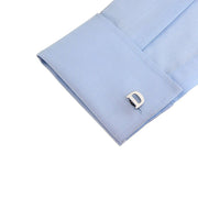 Silver Initial Cufflinks Letter D of the Alphabet On Shirt Sleeve