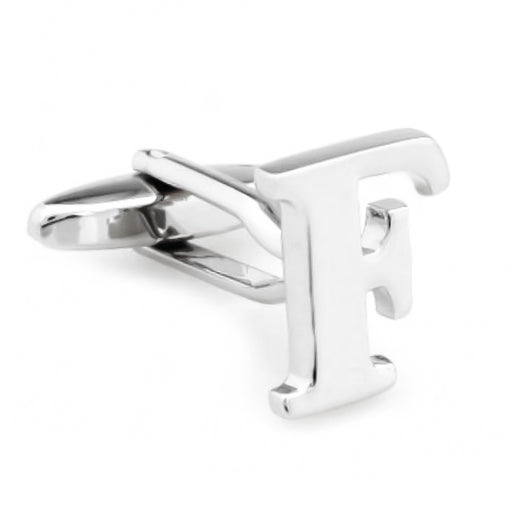 Silver Initial Cufflinks Letter F of the Alphabet Front